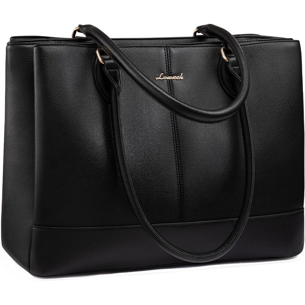 Laptop Tote Bag for Women, PU Leather Work Tote Bag with 3 Compartments, Waterpr
